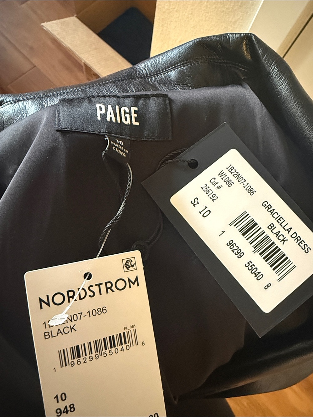 Paige Graciella Black Sleeveless Faux Leather Mini Dress Shirtdress Size 10 - Picture 7 of 10